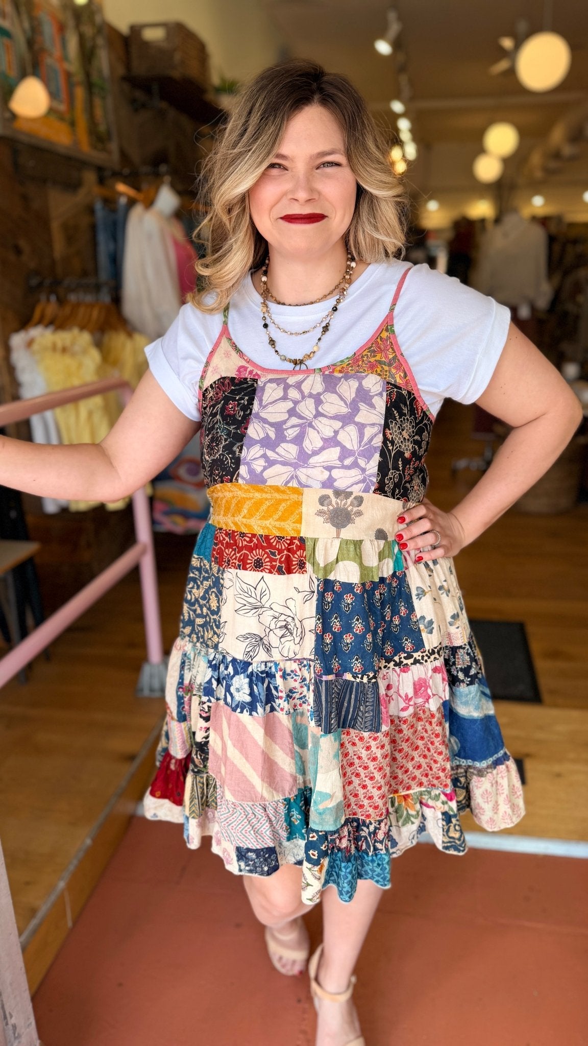 Boho Summer Patchwork Tiered Sundress - Rebecca James Clothing