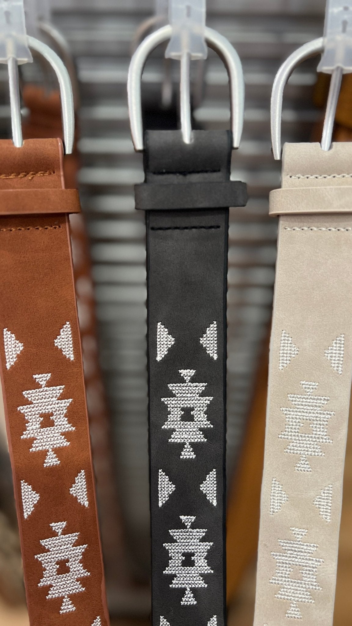 Boho Western Embroidered Belt w/ Silver Buckle - Rebecca James Clothing