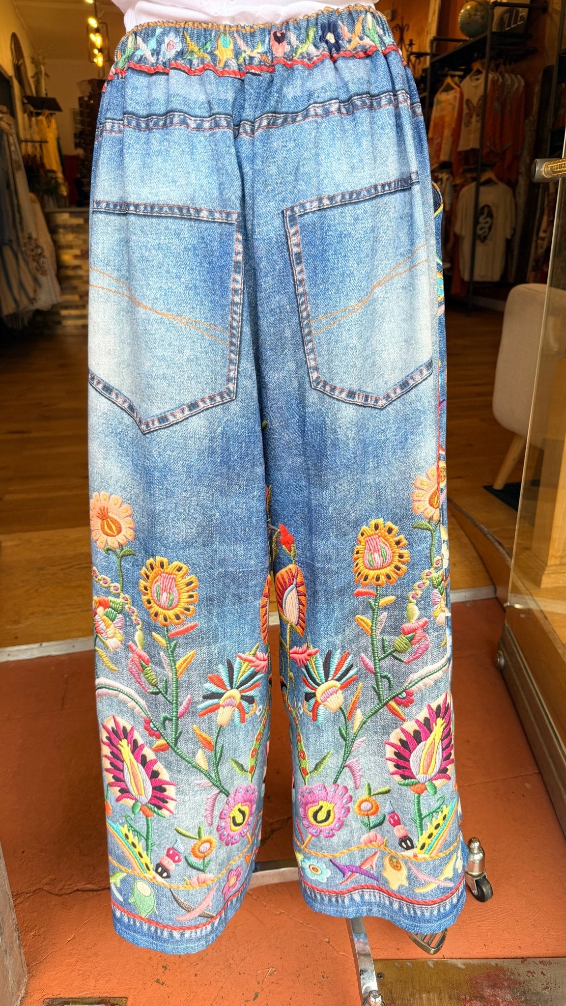 Boho Wildflower Printed Wide Leg Pants - Rebecca James Clothing