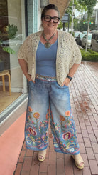 Boho Wildflower Printed Wide Leg Pants - Rebecca James Clothing