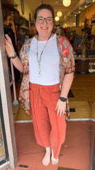 Brick Mineral Washed Terry Knit Barrel Pant - Rebecca James Clothing
