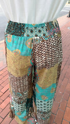 Brown Boho Mixed Print Faux Wrap Pants - Rebecca James Clothing