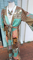 Brown Boho Mixed Print Tie Front Top - Rebecca James Clothing