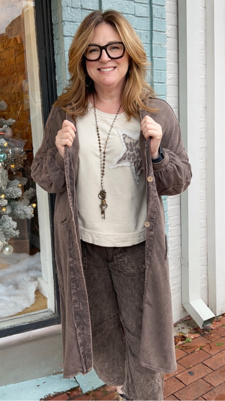 Brown oversized cotton coat 