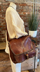 Brown Full Grain Leather Satchel Bag - Rebecca James Clothing