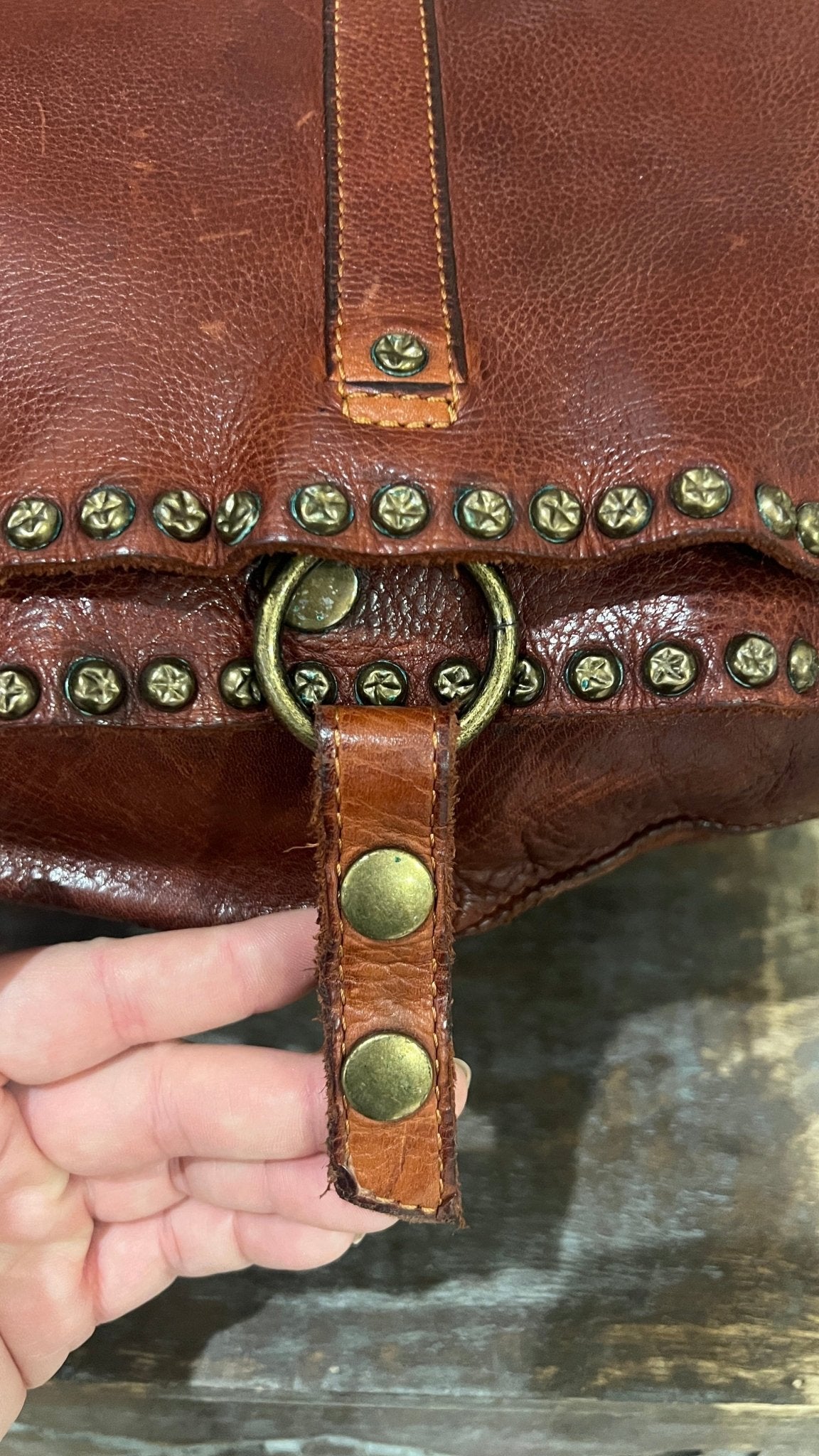 Brown Full Grain Leather Satchel Bag - Rebecca James Clothing