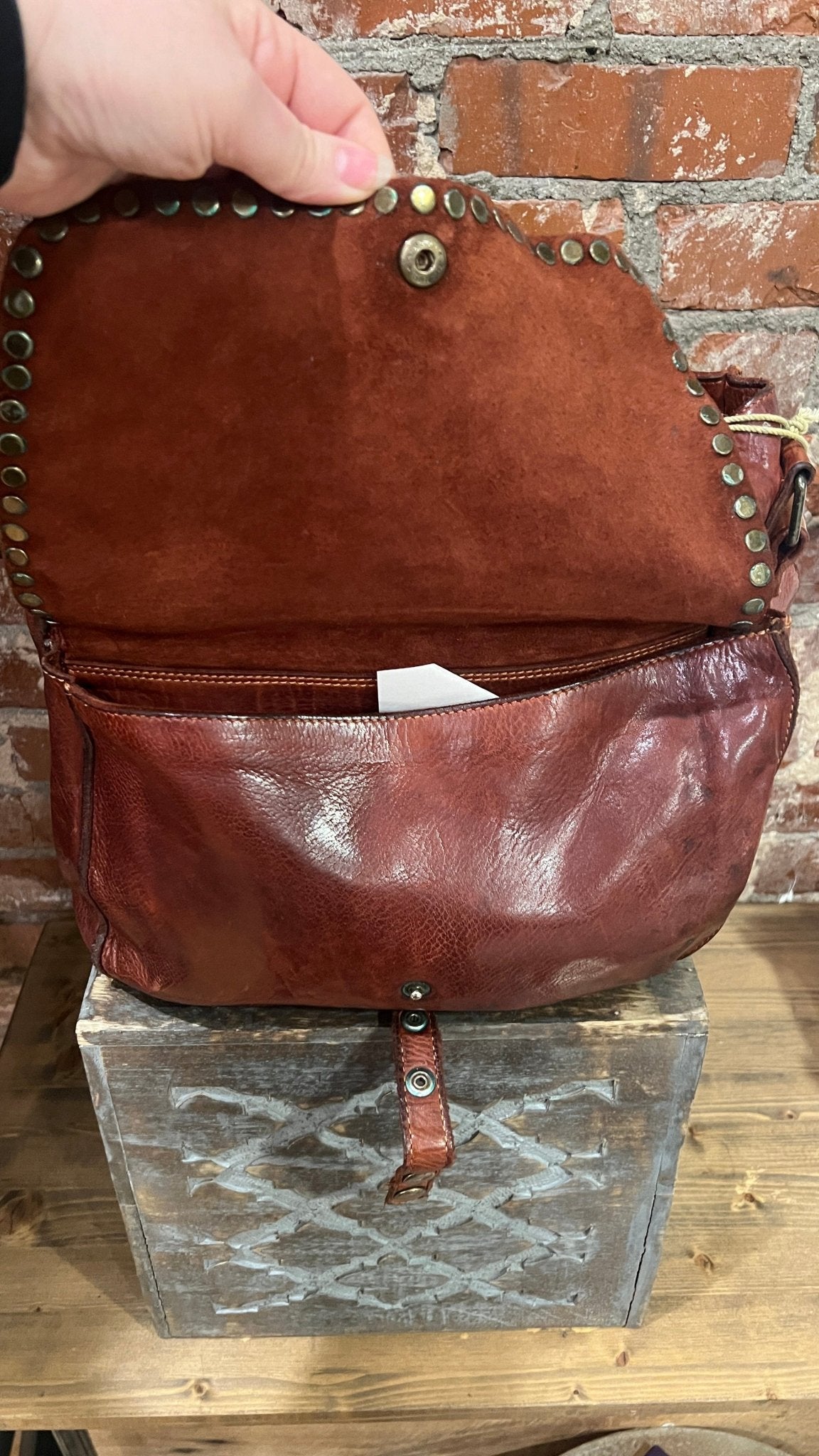 Brown Full Grain Leather Satchel Bag - Rebecca James Clothing