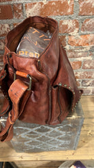 Brown Full Grain Leather Satchel Bag - Rebecca James Clothing