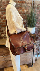 Brown Full Grain Leather Satchel Bag - Rebecca James Clothing