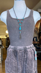 Brown Mineral Washed Ribbed Tank Top - Rebecca James Clothing