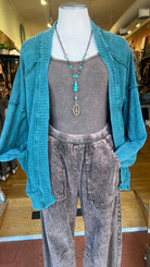 Brown Mineral Washed Ribbed Tank Top - Rebecca James Clothing