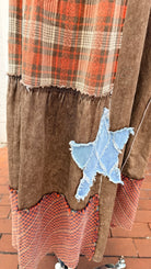 Brown Wide Leg Plaid Star Pants - Rebecca James Clothing