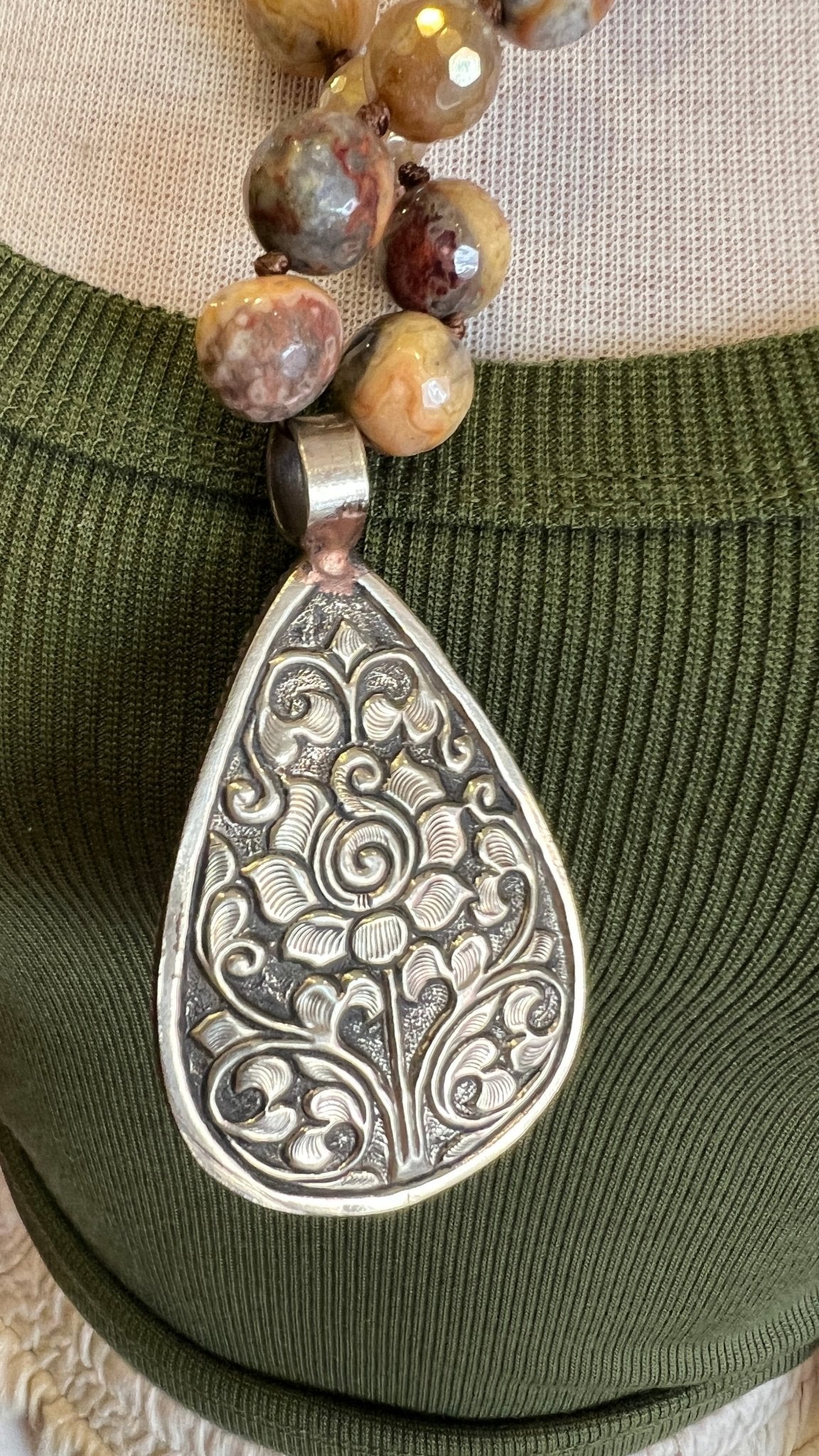Bumble Bee Jasper Pendant Necklace - Rebecca James Clothing
