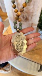 Bumble Bee Jasper with African Turquoise on Hand Beaded Necklace - Rebecca James Clothing