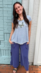 Butterfly Blue Flowy Top by Hand Jive - Rebecca James Clothing