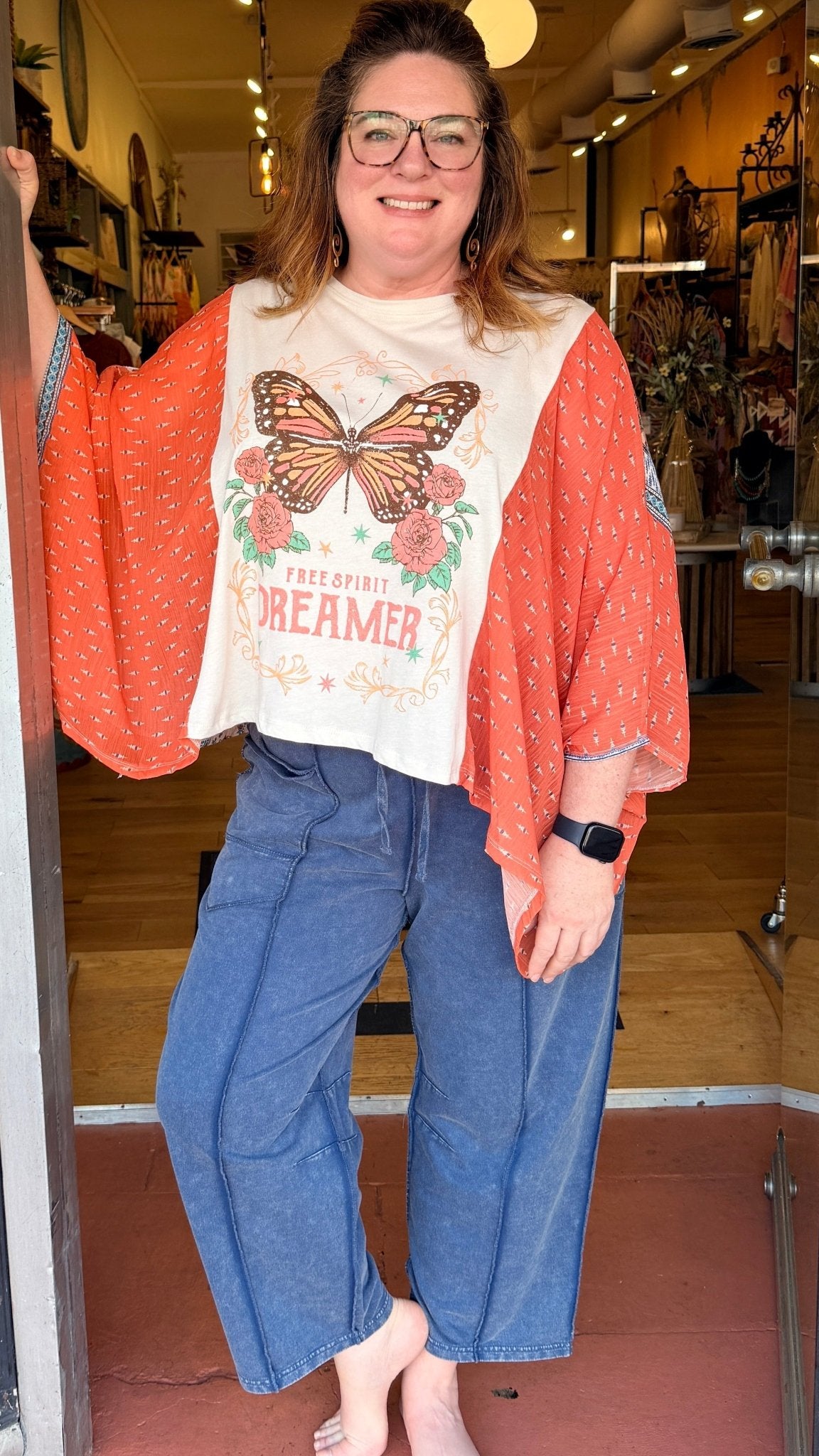 Butterfly Dreamer Boho Graphic Poncho - Rebecca James Clothing