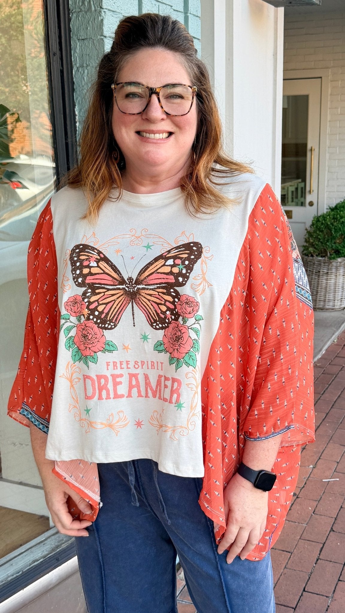 Butterfly Dreamer Boho Graphic Poncho - Rebecca James Clothing