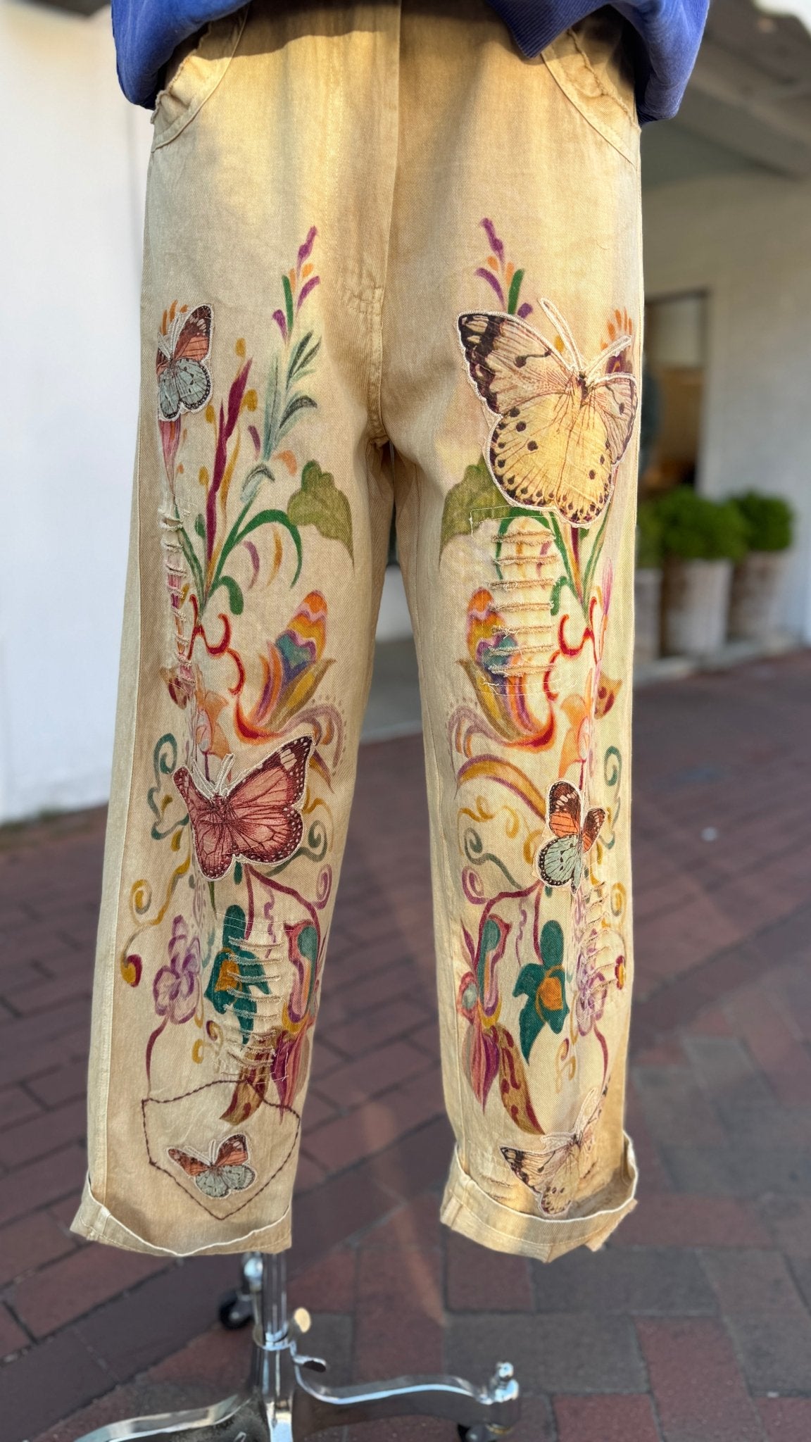 Butterfly Dreams: Boho Cotton Pants | Slouchy Wearable Art - Rebecca James Clothing