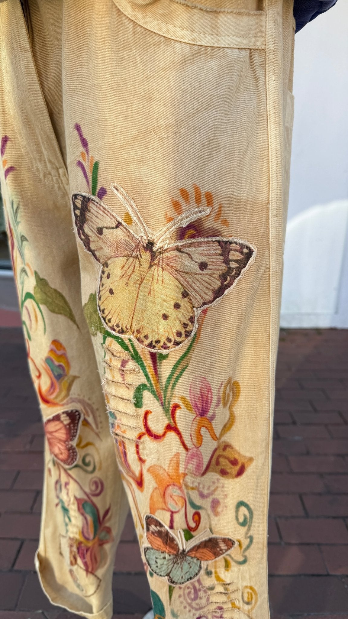 Butterfly Dreams: Boho Cotton Pants | Slouchy Wearable Art - Rebecca James Clothing
