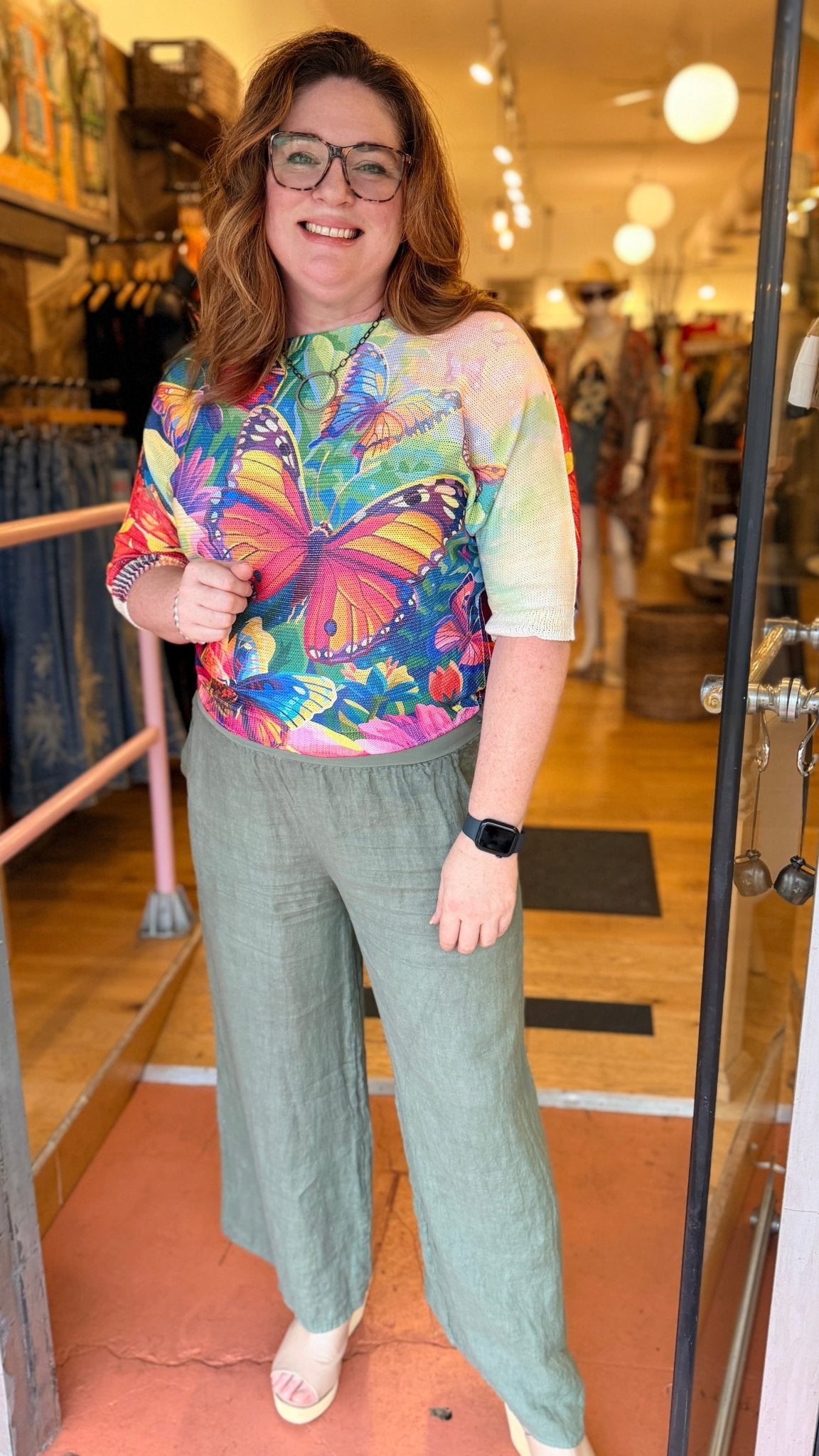 Butterfly Summer Lightwieght Knit Sweater - Rebecca James Clothing
