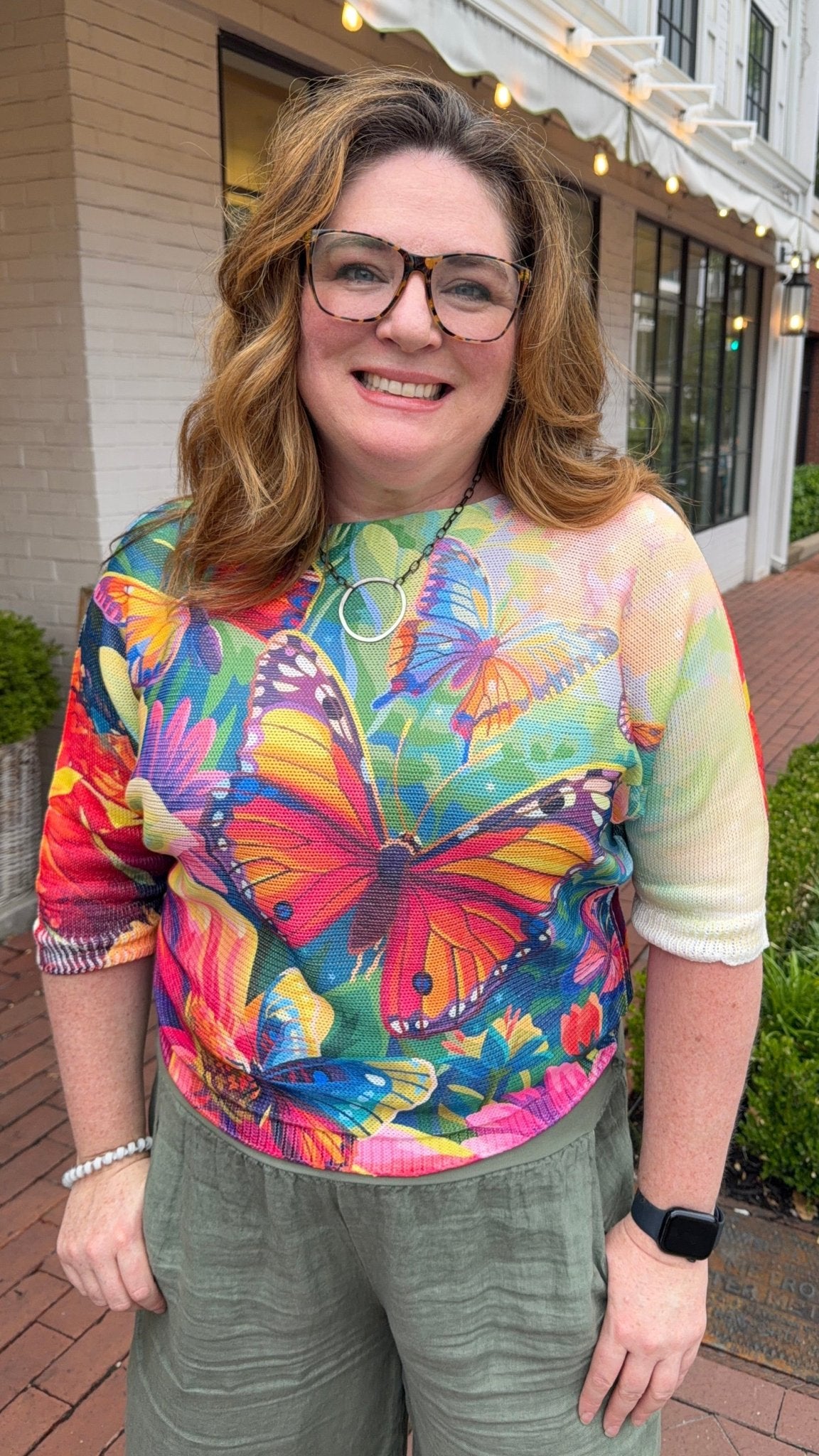 Butterfly Summer Lightwieght Knit Sweater - Rebecca James Clothing