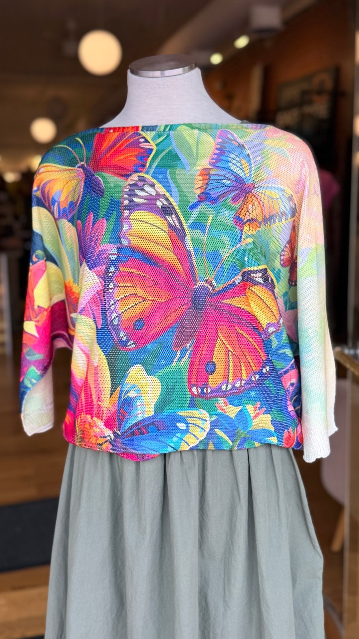 Butterfly Summer Lightwieght Knit Sweater - Rebecca James Clothing