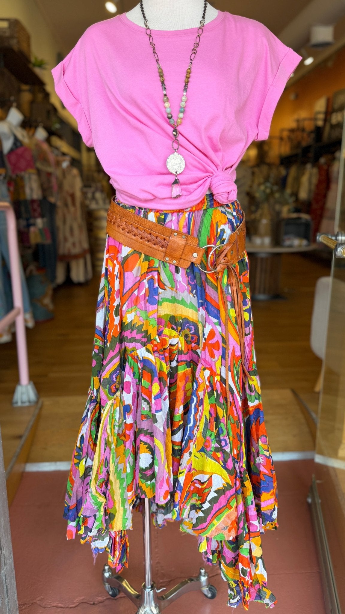 Cairo Pop Of Color Asymetrical Hem Skirt - Rebecca James Clothing