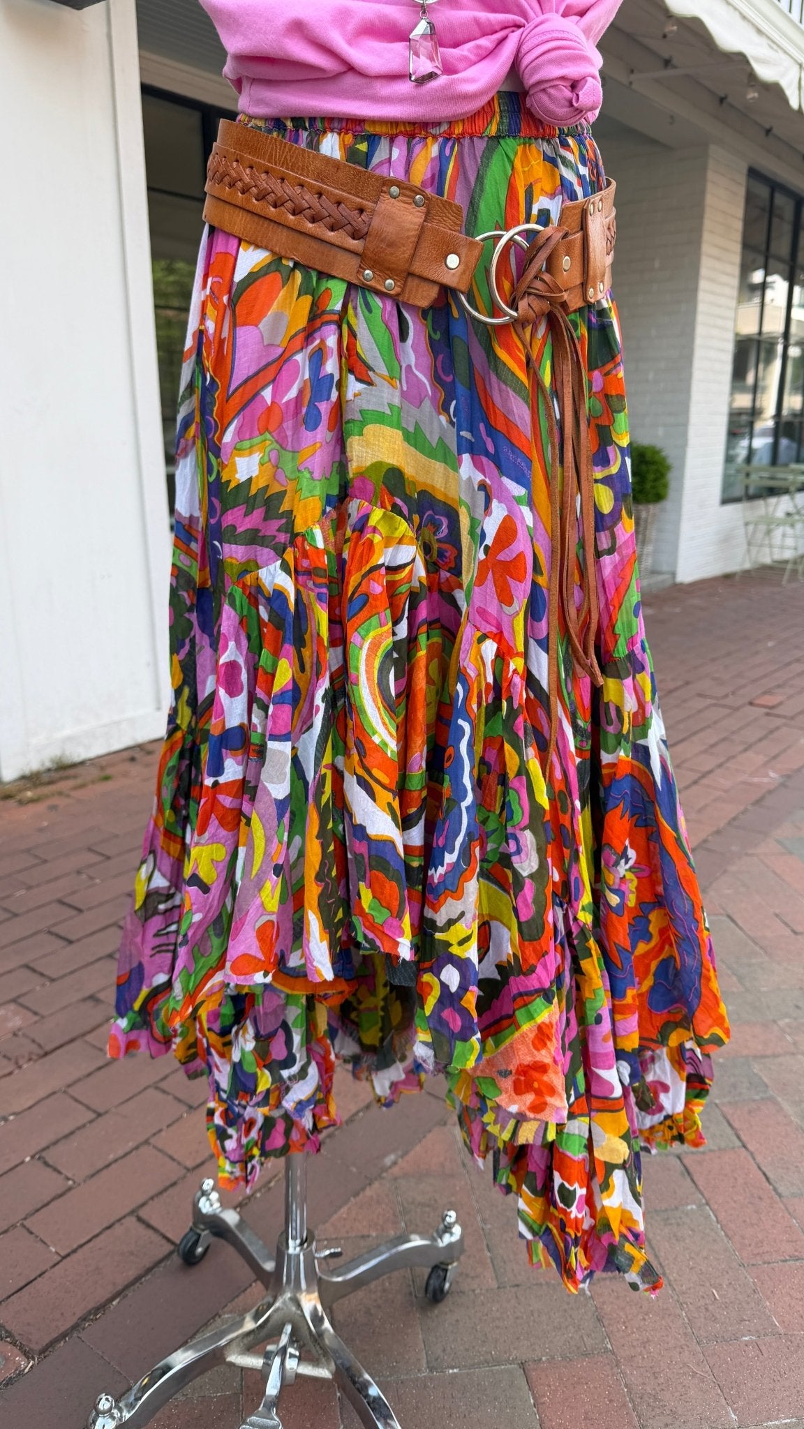 Cairo Pop Of Color Asymetrical Hem Skirt - Rebecca James Clothing