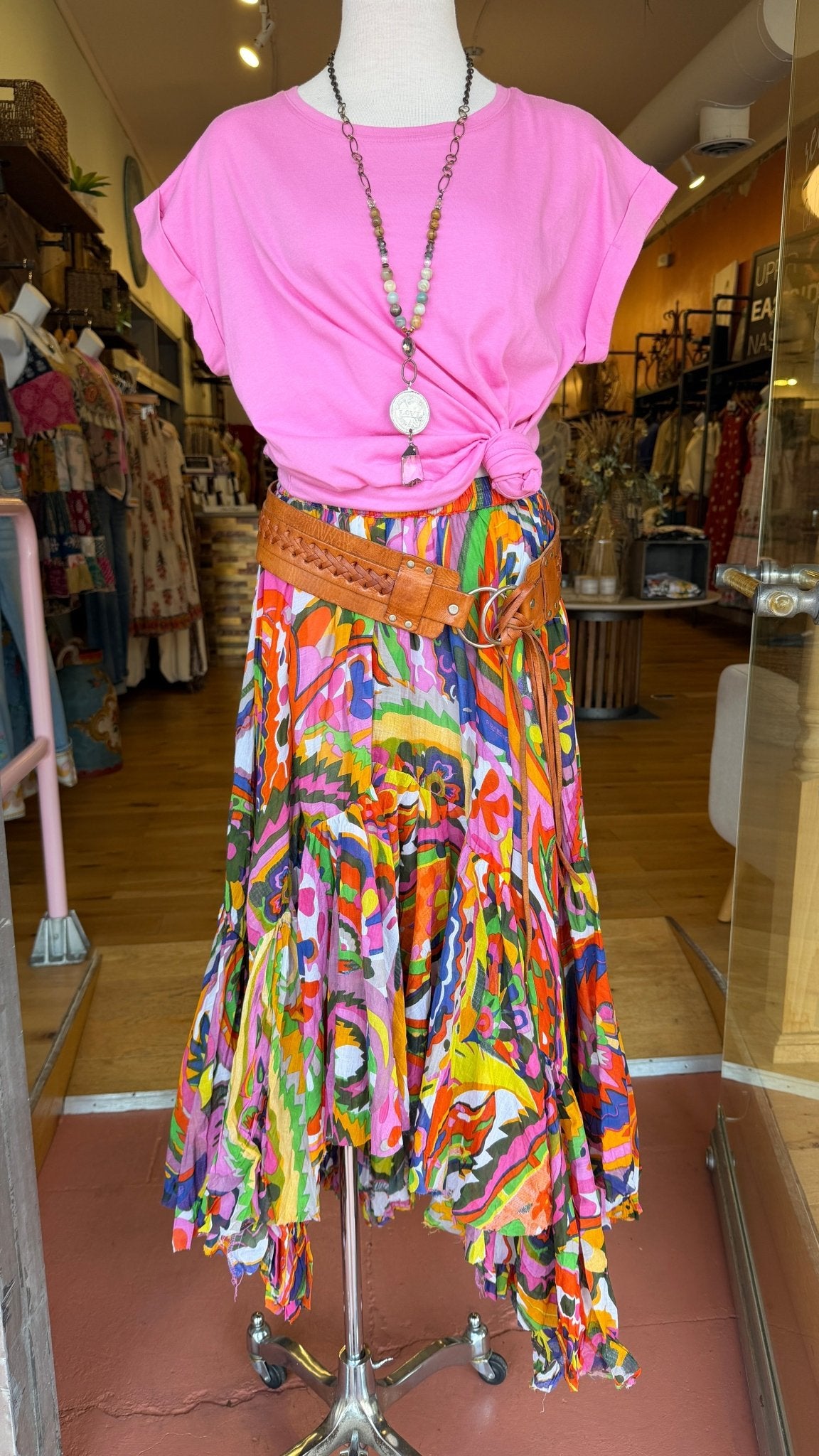 Cairo Pop Of Color Asymetrical Hem Skirt - Rebecca James Clothing