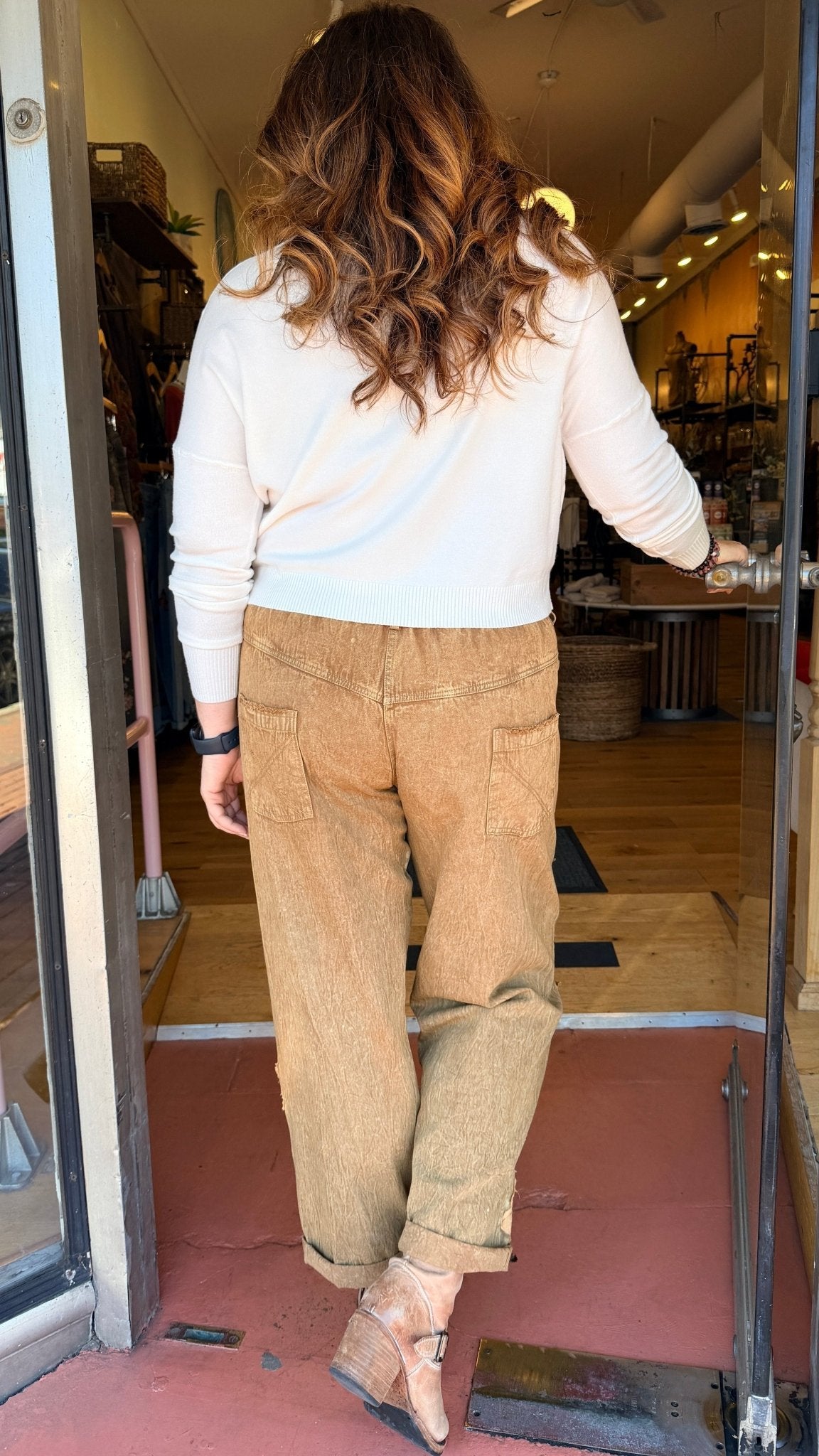 Cameron Tan Boho Textured Pants by Paper Lace - Rebecca James Clothing