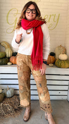 Cameron Tan Boho Textured Pants by Paper Lace - Rebecca James Clothing