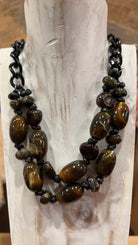 Chunky Marbled Brown & Black Layering Necklace - Rebecca James Clothing