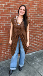 Cinched Front Chocolate Lace Coccon Top - Rebecca James Clothing