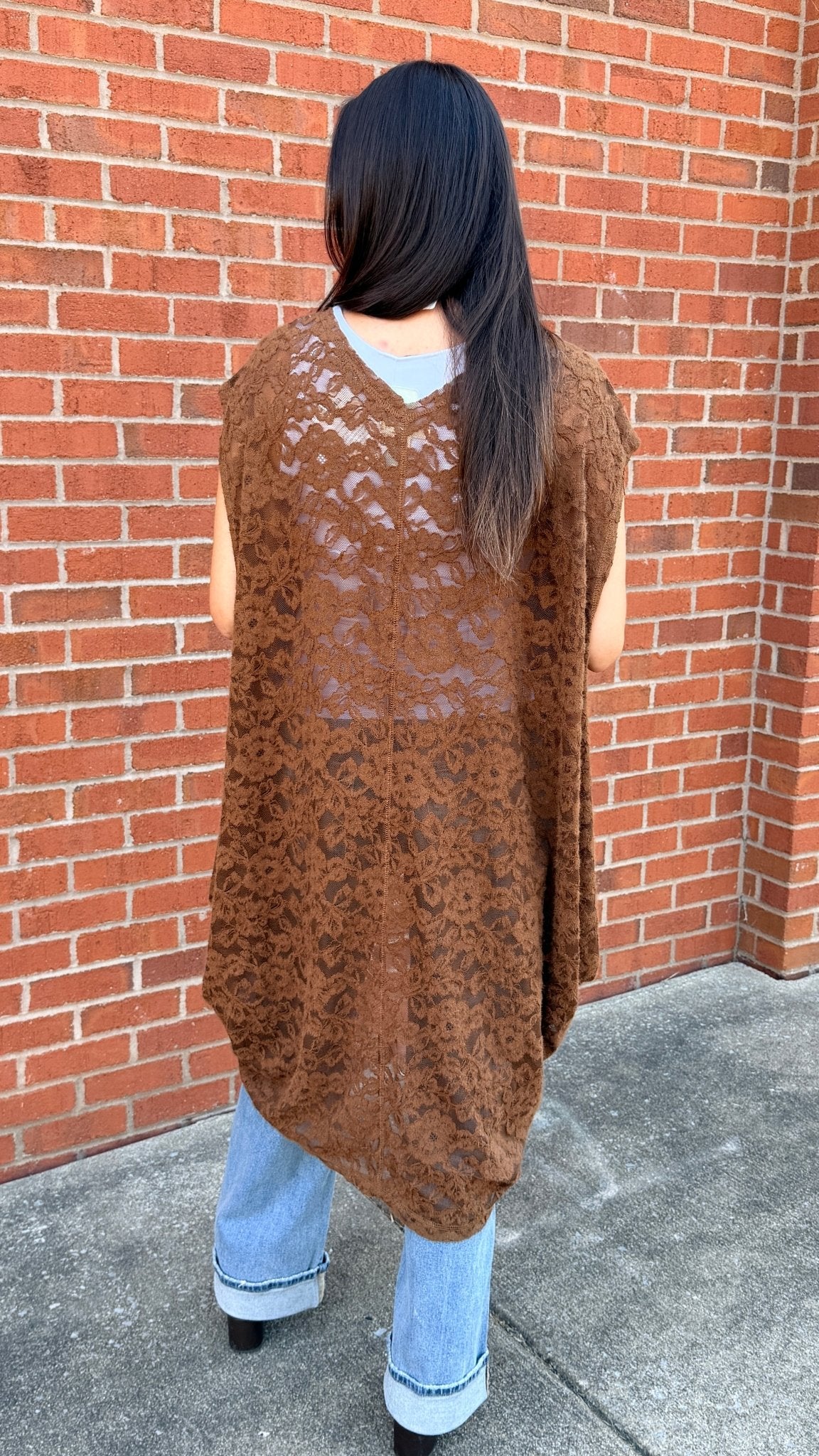 Cinched Front Chocolate Lace Coccon Top - Rebecca James Clothing