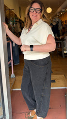 Classic Collared V - Neck Pullover in Cream - Rebecca James Clothing