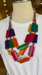 Colorburst Wooden Block Necklace - Rebecca James Clothing