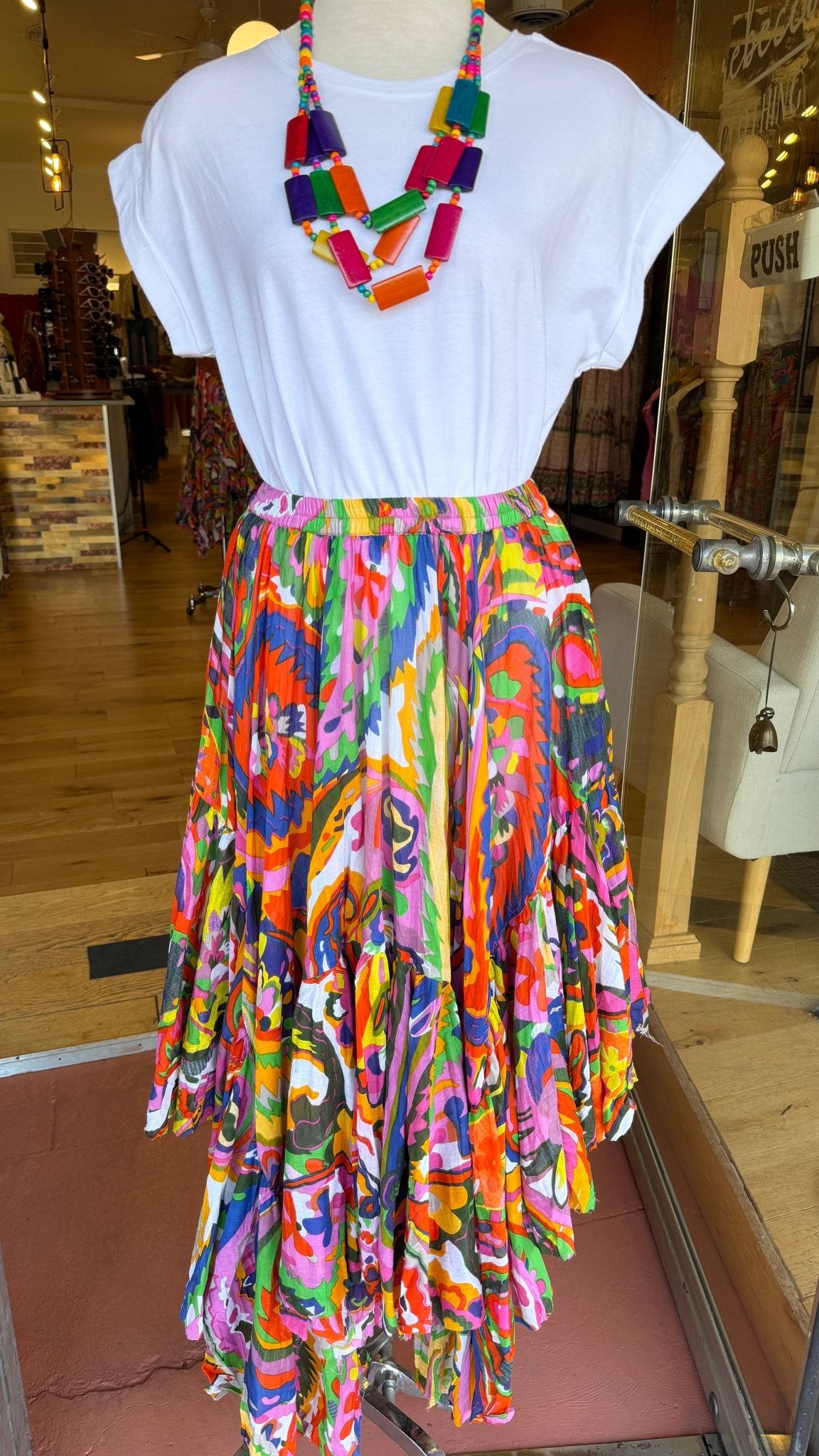 Colorburst Wooden Block Necklace - Rebecca James Clothing