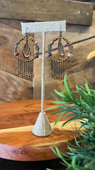 Copper Bead Feather Dreamcatcher Earrings - Rebecca James Clothing
