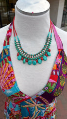 Coral and Turquoise Beaded Choker Necklace - Rebecca James Clothing