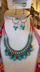 Coral and Turquoise Beaded Dangle Earrings - Rebecca James Clothing