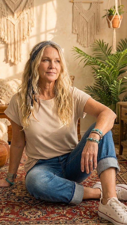 Cotton Short Sleeve Tee in Sandy Beige - Rebecca James Clothing