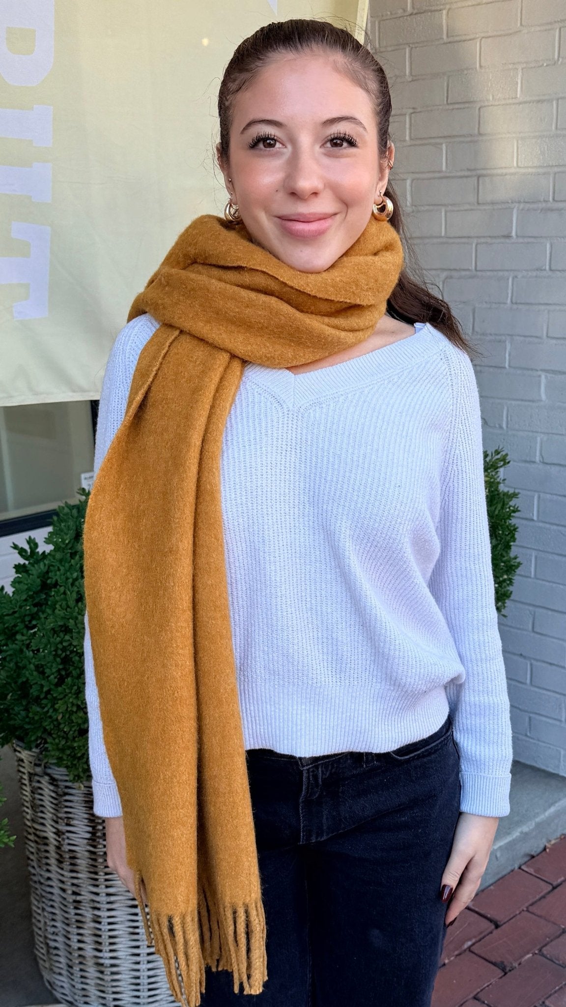 Cozy Fuzzy Tassled Solid Scarf - Rebecca James Clothing