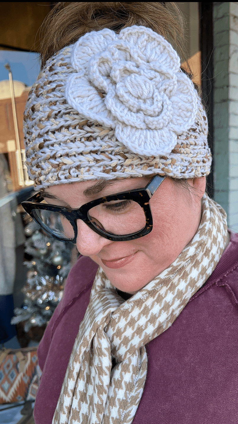 Crochet Flower Headband - Rebecca James Clothing