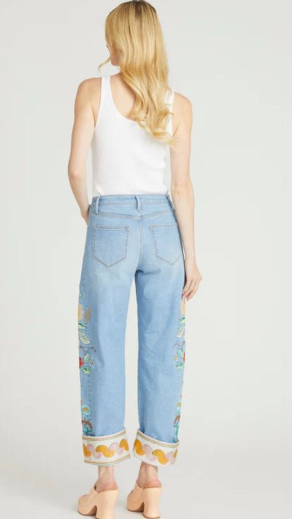 Cuff Barrel - Gardenia Foulard Driftwood Jeans - Rebecca James Clothing
