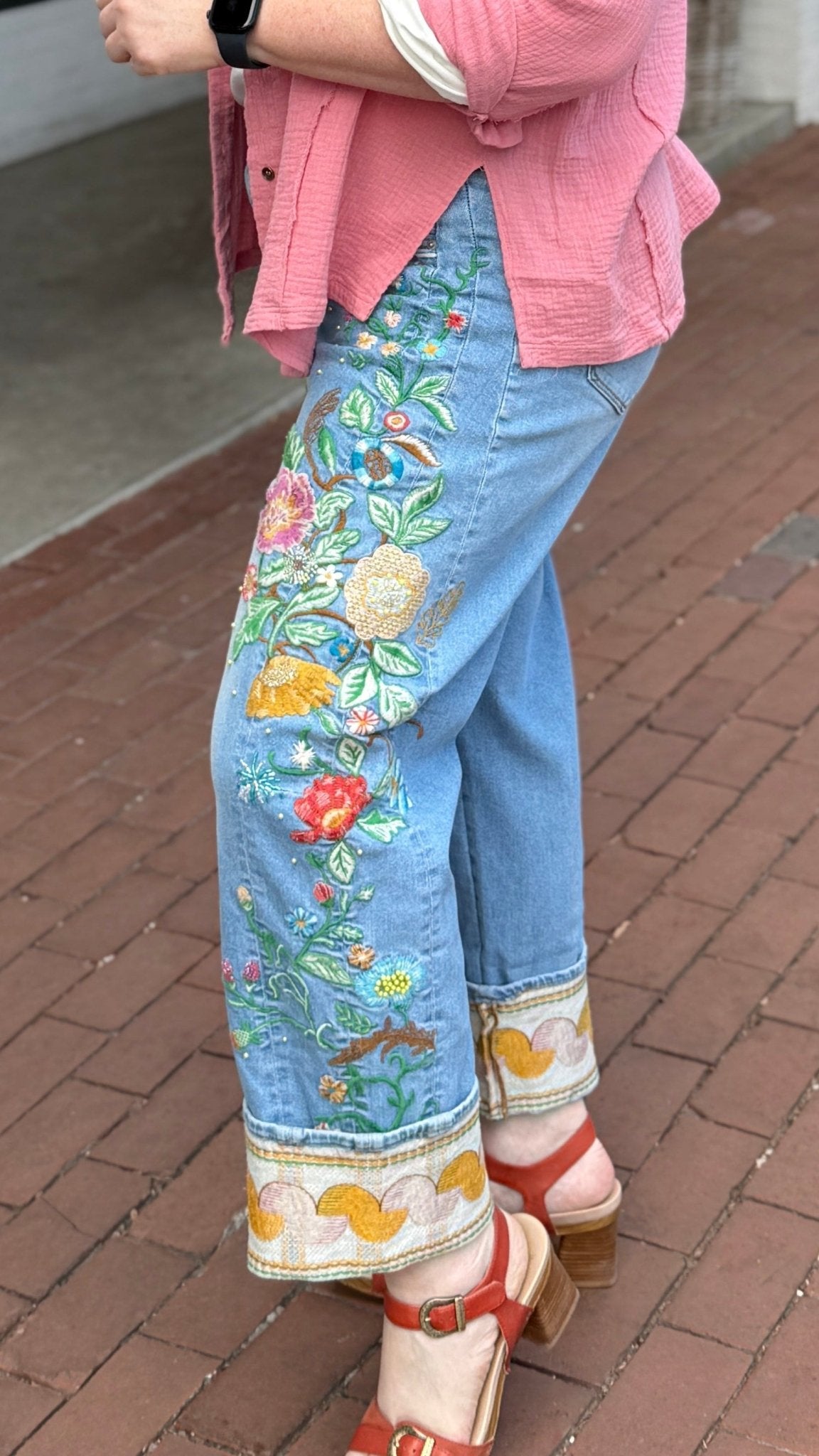 Cuff Barrel - Gardenia Foulard Driftwood Jeans - Rebecca James Clothing