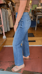 Dark Wash High Rise Crop Boot Cut Jeans - Rebecca James Clothing