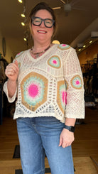 Desert Sun Cream Crochet Open Weave Top - Rebecca James Clothing