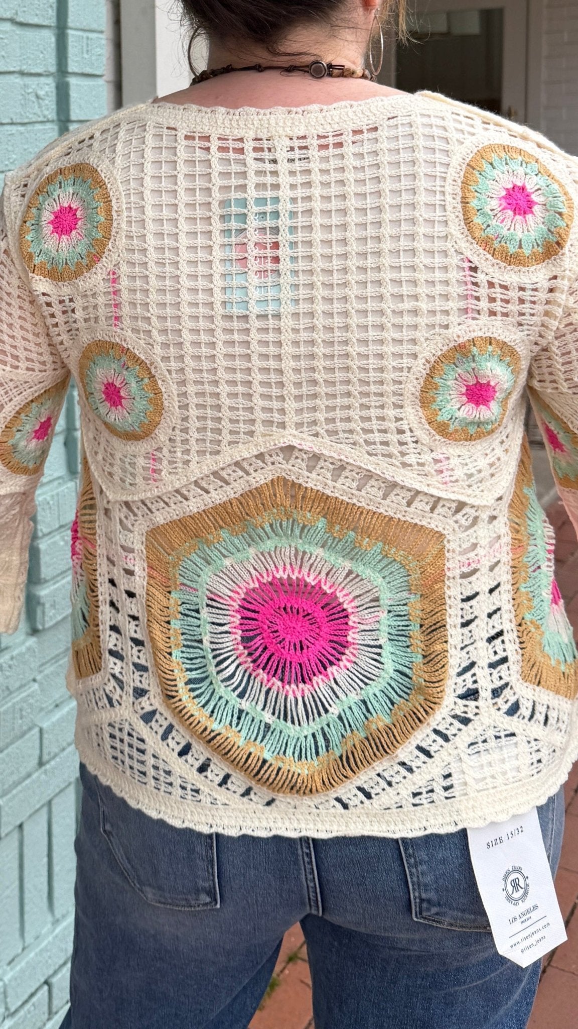 Desert Sun Cream Crochet Open Weave Top - Rebecca James Clothing