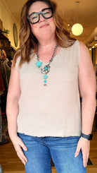 Double Gauze Mineral Wash Raw Edge Tank Top - Rebecca James Clothing