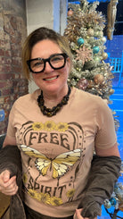 Dusty Pink Free Spirit Butterfly Graphic Tee - Rebecca James Clothing